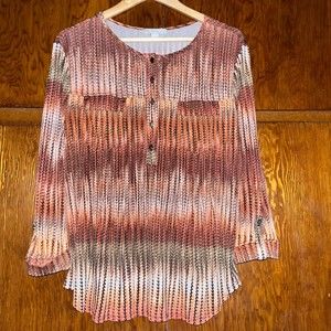 Sheer Lightweight Flowy Women's Tiered Multicolor Top Size L